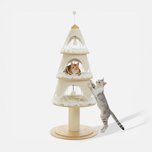 Spring Blossom Cat Tree – Multi-Level Lounging Pods & Floral Design
