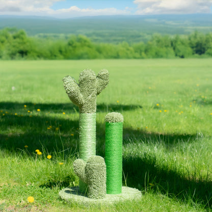 Natural Cactus Cat Tree with Multi-Height Sisal Posts for Scratching and Climbing for Cats