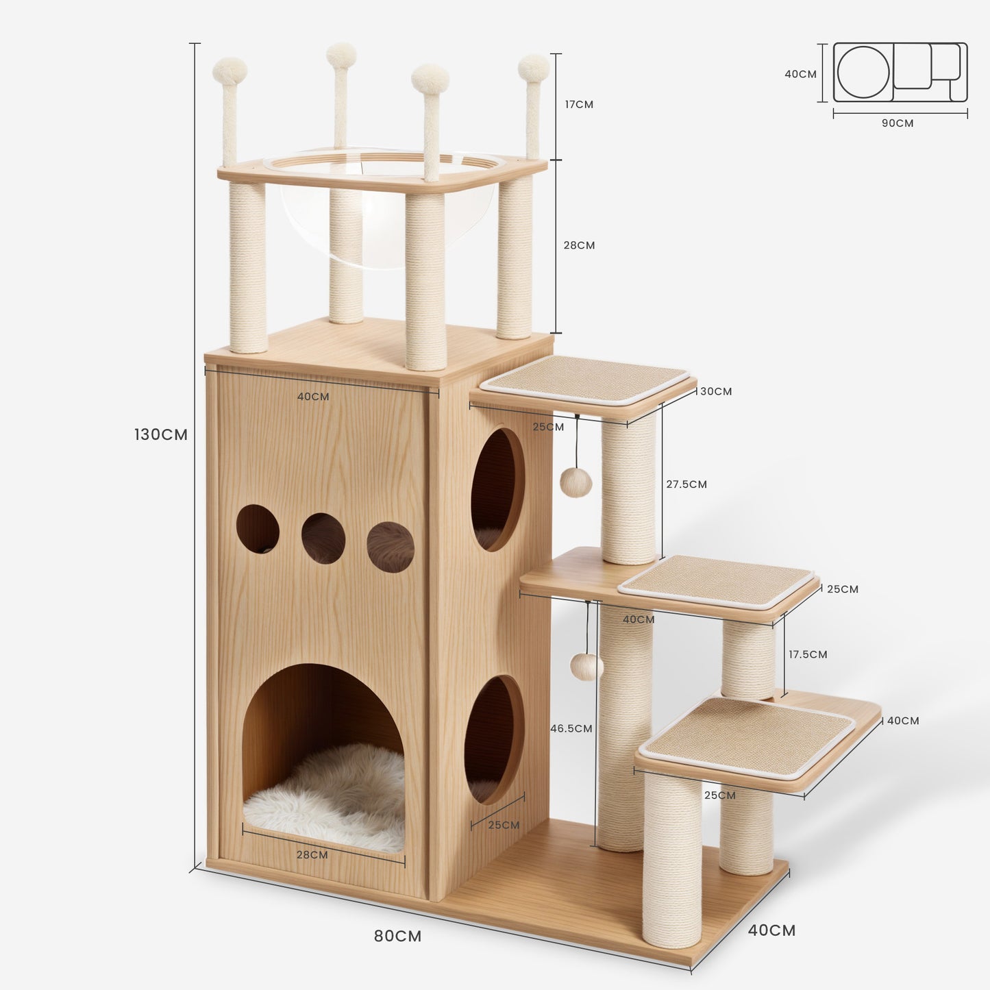 Lyxig Sky Castle Cat Tree - Modern trädesign