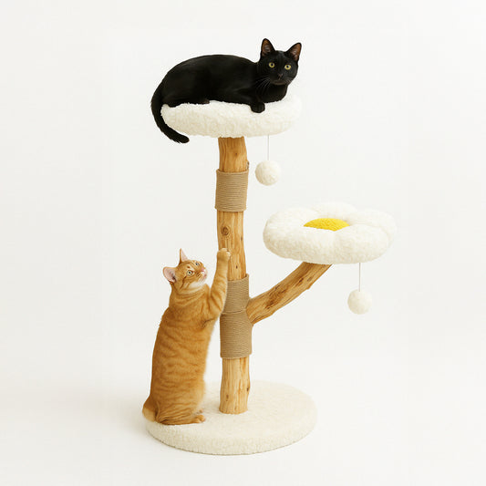 Daisy Dream Cat Tree – Multi-Level Wooden Perches & Plush Play