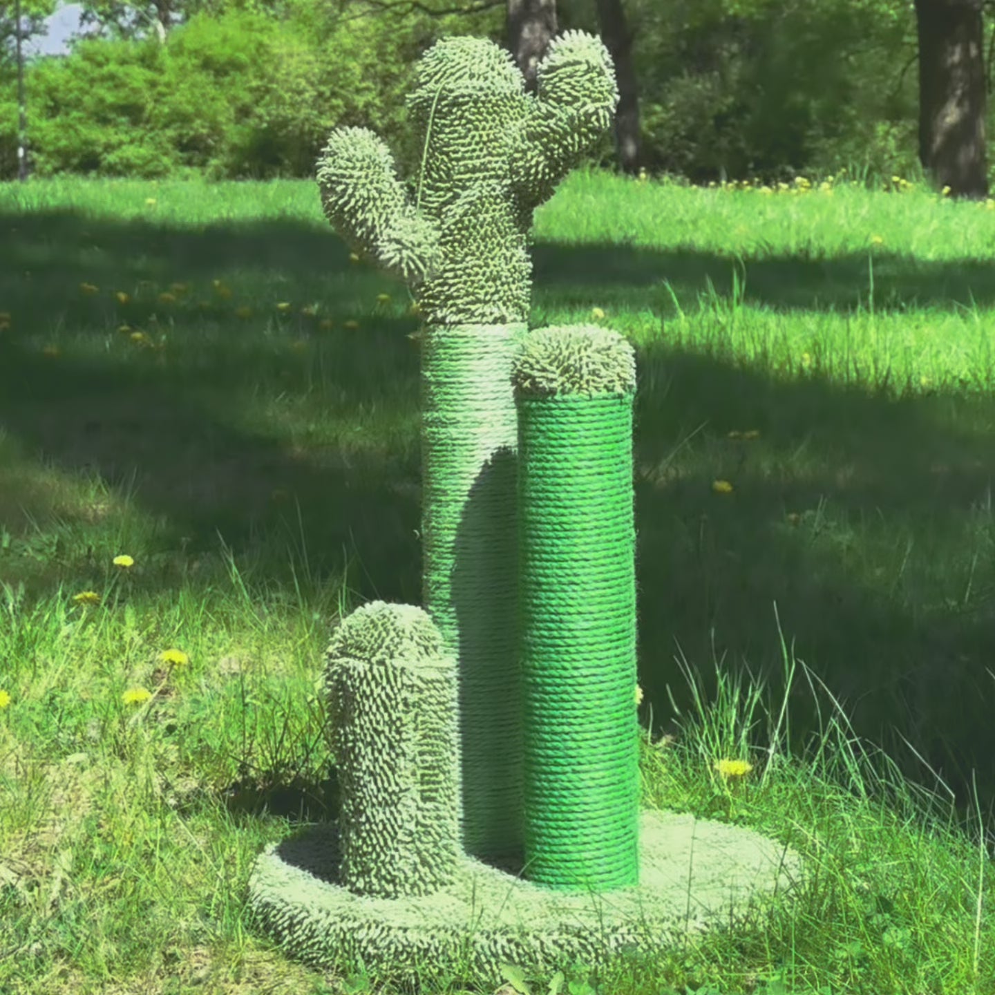 Natural Cactus Cat Tree with Multi-Height Sisal Posts for Scratching and Climbing for Cats